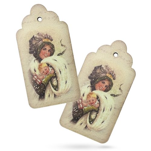 Nyomtatott dekorkarton - Vintage karácsonyi tábla 2db/csomag