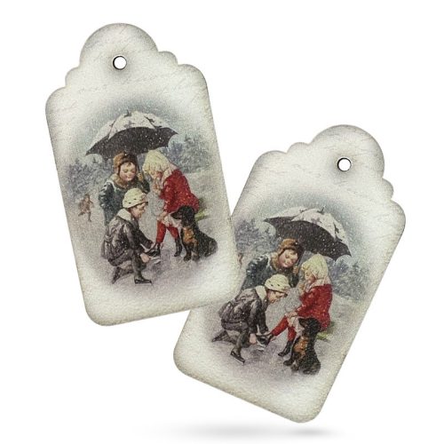 Nyomtatott dekorkarton - Vintage karácsonyi tábla 2db/csomag