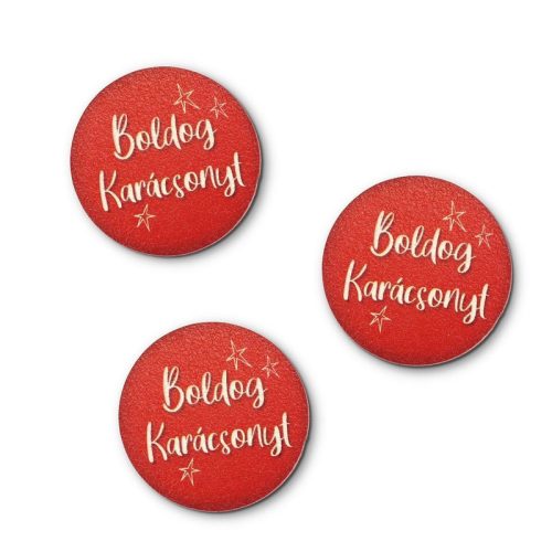 Nyomtatott fa tábla - Boldog Karácsonyt tábla 3db/csomag Piros/Fehér