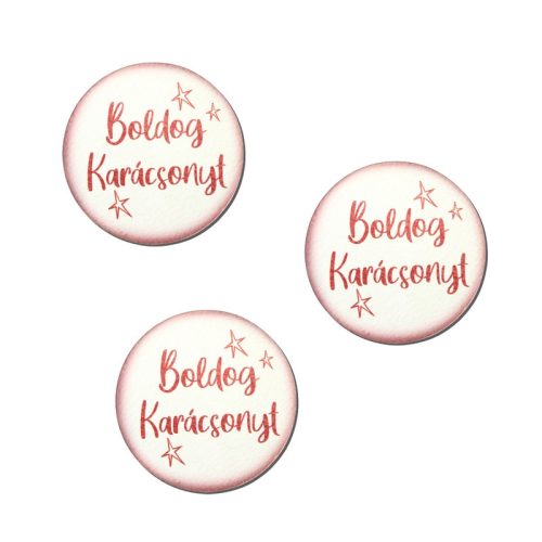 Nyomtatott fa tábla - Boldog Karácsonyt tábla 3db/csomag Fehér/Piros