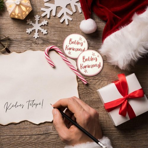 Nyomtatott fa tábla - Boldog Karácsonyt tábla 3db/csomag Fehér/Piros