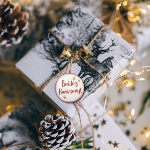 Nyomtatott fa tábla - Boldog Karácsonyt tábla 3db/csomag Fehér/Piros