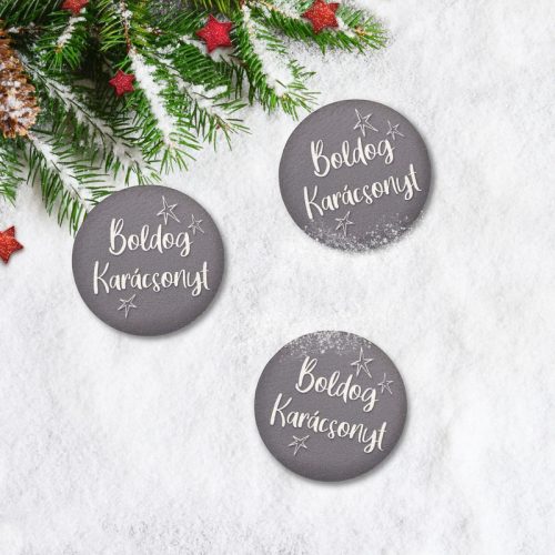 Nyomtatott fa tábla - Boldog Karácsonyt tábla 3db/csomag Szürke/fehér