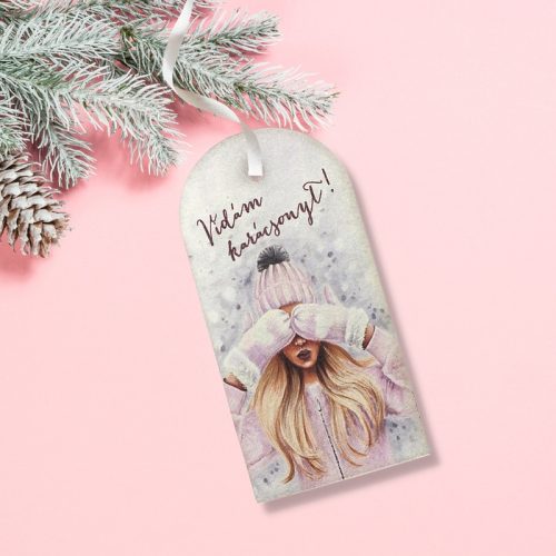 Nyomtatott fa tábla - Vintage karácsonyi tábla 2db/csomag - Női arc