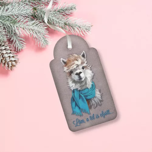 Nyomtatott fa tábla - Vintage karácsonyi tábla 2db/csomag - Láma