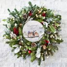 Nyomtatott fa tábla - Karácsonyi koszorú közép 11,8cm