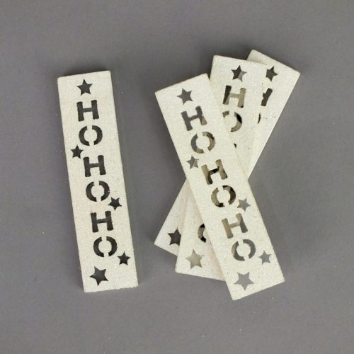 HOHOHO feliratos biléta 4db/csomag - fehér csillámos