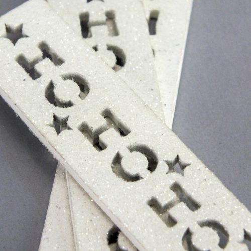 HOHOHO feliratos biléta 4db/csomag - fehér csillámos