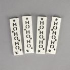 HOHOHO feliratos biléta 4db/csomag - fehér csillámos