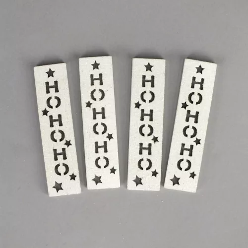 HOHOHO feliratos biléta 4db/csomag - fehér csillámos