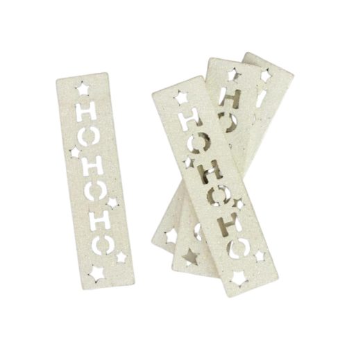 HOHOHO feliratos biléta 4db/csomag - fehér csillámos