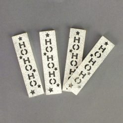 HOHOHO feliratos biléta 4db/csomag - ezüst csillámos