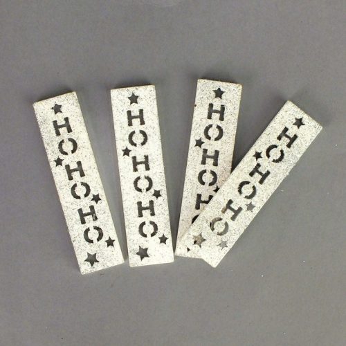 HOHOHO feliratos biléta 4db/csomag - ezüst csillámos