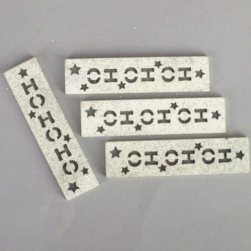 HOHOHO feliratos biléta 4db/csomag - ezüst csillámos