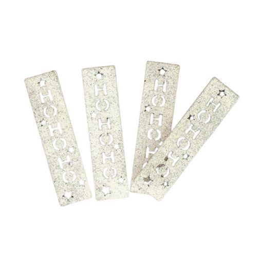HOHOHO feliratos biléta 4db/csomag - ezüst csillámos