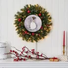 Nyomtatott fa tábla koszorú közép - Angyalkás csillagos 11,8cm