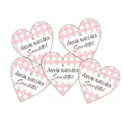 Nyomtatott fa tábla - Anyák napjára - rózsaszín 4cm 5db