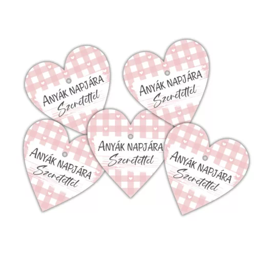 Nyomtatott fa tábla - Anyák napjára - rózsaszín 4cm 5db