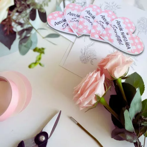 Nyomtatott fa tábla - Anyák napjára - rózsaszín 4cm 5db