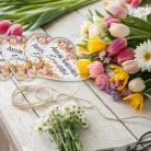 Nyomtatott fa tábla - Anyák napjára - virágos 4cm 5db