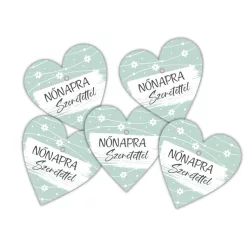 Nyomtatott fa tábla - Nőnapra - menta 4cm 5db