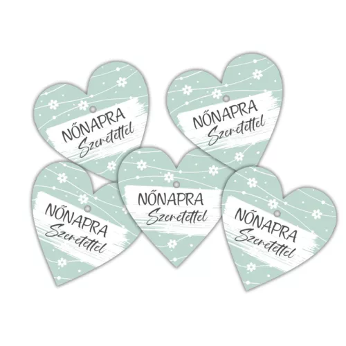 Nyomtatott fa tábla - Nőnapra - menta 4cm 5db