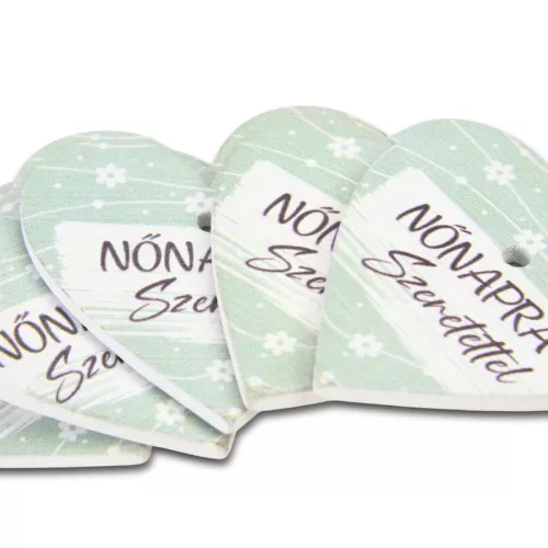 Nyomtatott fa tábla - Nőnapra - menta 4cm 5db