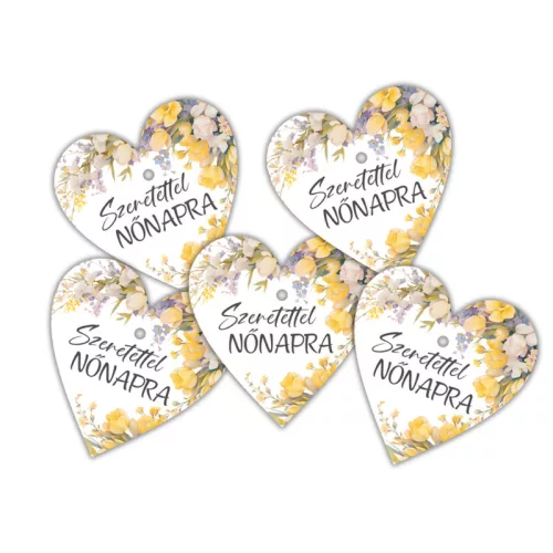  Nyomtatott fa tábla - Nőnapra - virágos 4cm 5db