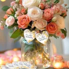  Nyomtatott fa tábla - Nőnapra - virágos 4cm 5db