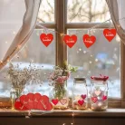 Nyomtatott fa tábla - Szeretlek szív piros 4cm 5db