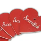 Nyomtatott fa tábla - Szeretlek szív piros 4cm 5db