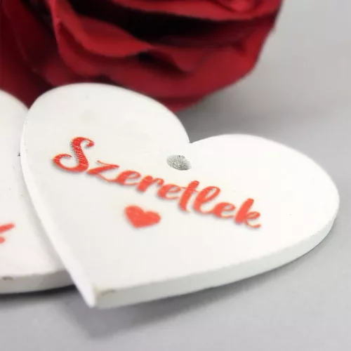 Nyomtatott fa tábla - Szeretlek szív 4cm 6db