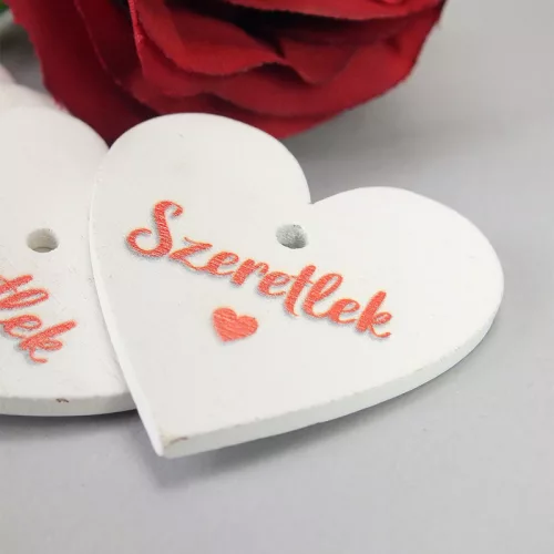 Nyomtatott fa tábla - Szeretlek szív 4cm 6db