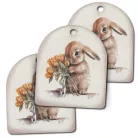 Nyomtatott fa tábla - Nyuszkó csokorral 3db/csomag