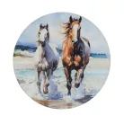 Nyomtatott fa tábla koszorú közép - Lovak tengerparton 11,8