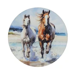   Nyomtatott fa tábla koszorú közép - Lovak tengerparton 11,8