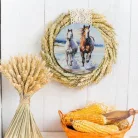 Nyomtatott fa tábla koszorú közép - Lovak tengerparton 11,8