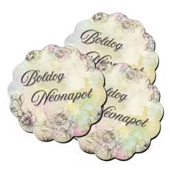   Nyomtatott fa tábla - Virágos tábla - B. névnapot 3db/csomag