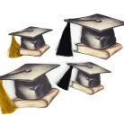 Nyomtatott fa tábla - Diplomaosztó kalap fekete bojttal 11,8cm