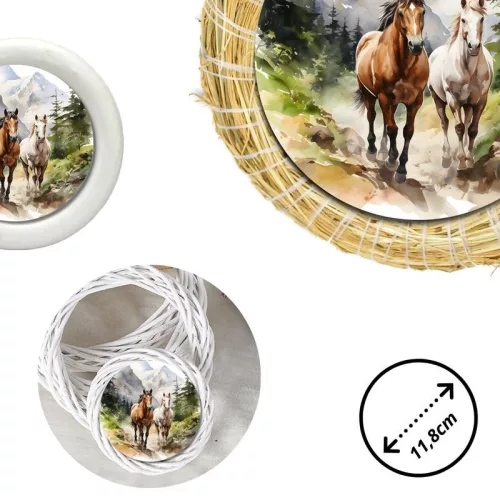 Nyomtatott fa tábla koszorú közép - Lovak hegyekben 11,8