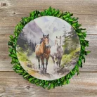 Nyomtatott fa tábla koszorú közép - Lovak hegyekben 11,8