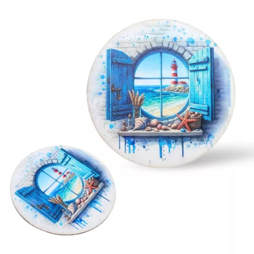 Nyomtatott fa koszorú közép - Tengeri lak