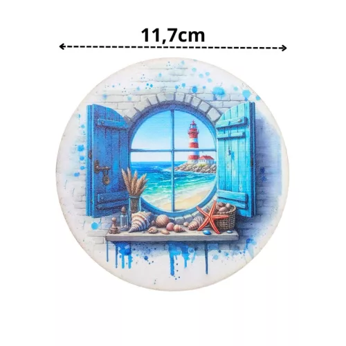 Nyomtatott fa koszorú közép - Tengeri lak