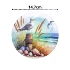 Nyomtatott fa koszorú közép - Tengerpart 14,8cm