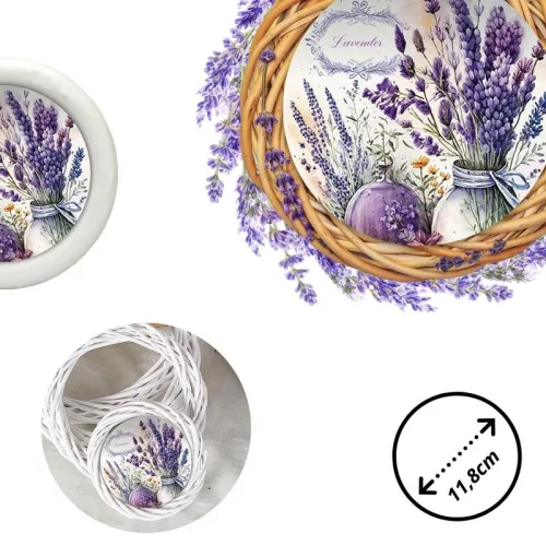 Nyomtatott fa tábla koszorú közép - Levendulás 11,8
