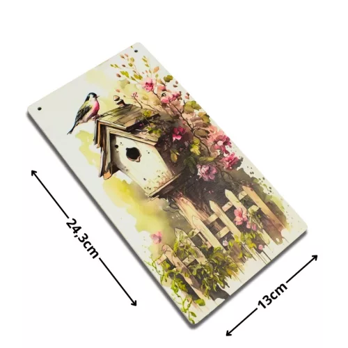 Nyomtatott fa tábla - Madáretető akasztós tábla 13x24,3cm