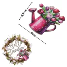 Nyomtatott dekorkarton - Virágos kanna - tulipán 8,9x9cm 2db/csomag