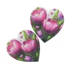 Nyomtatott fa tábla - Tulipános szív 10cm 2db/csomag