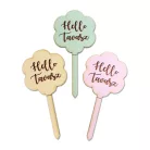 Nyomtatott dekorkarton - Hello tavasz beszúrós táblák vegyes színek 6db/cs