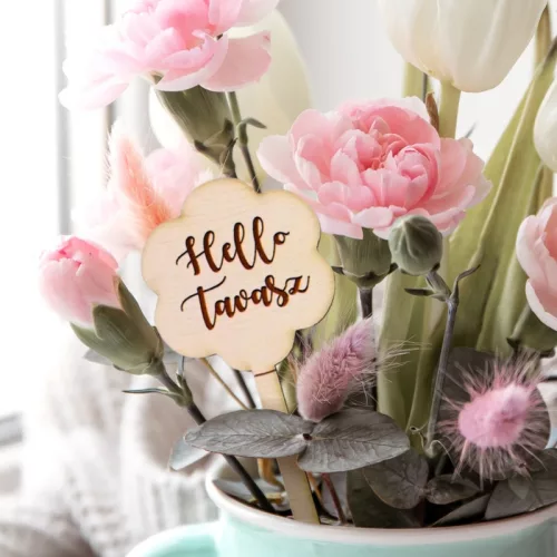 Nyomtatott dekorkarton - Hello tavasz beszúrós táblák vegyes színek 6db/cs